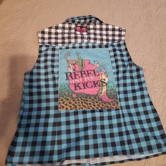 Fat Rat Family Gingham Rebel Pearl Snap Top - Picture 13 of 16